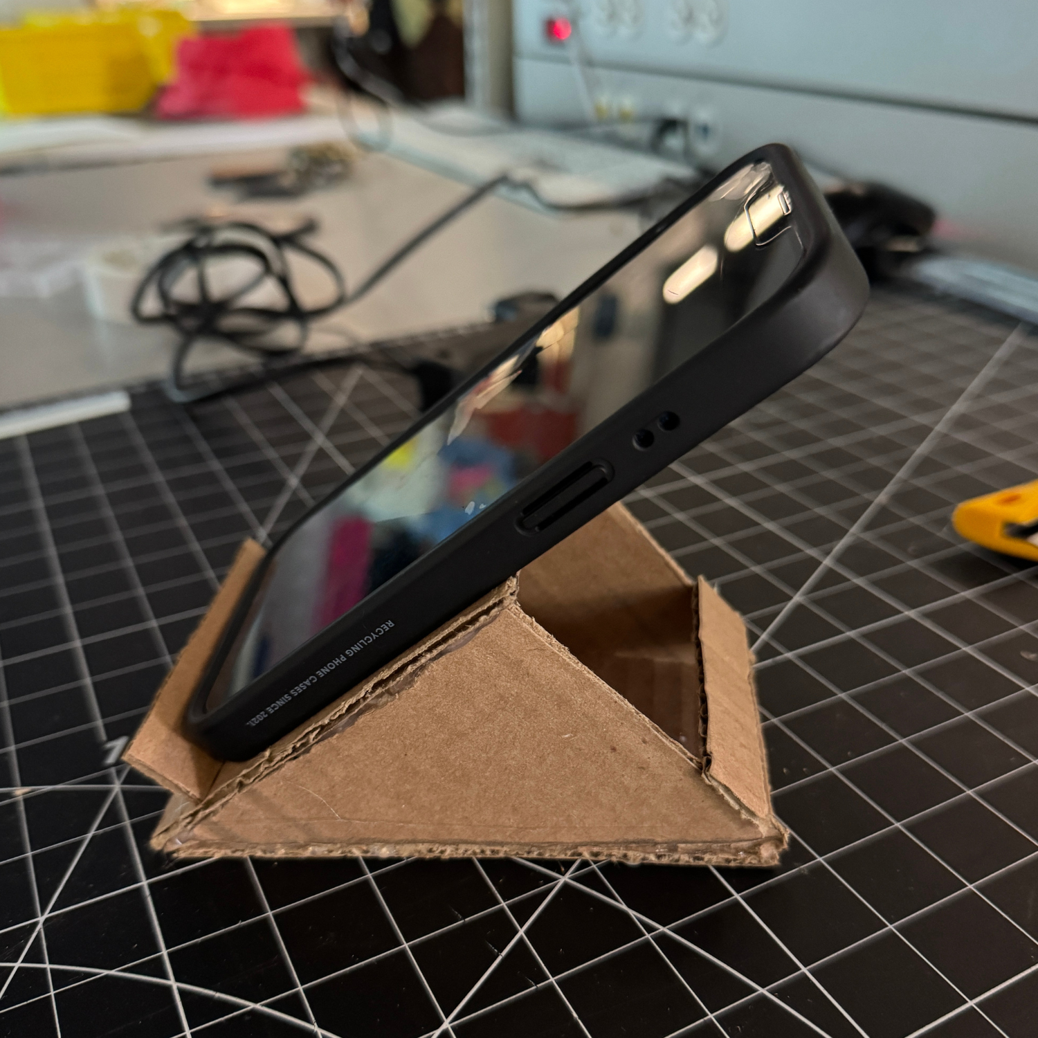 This is the final prototype with a phone sitting in it.